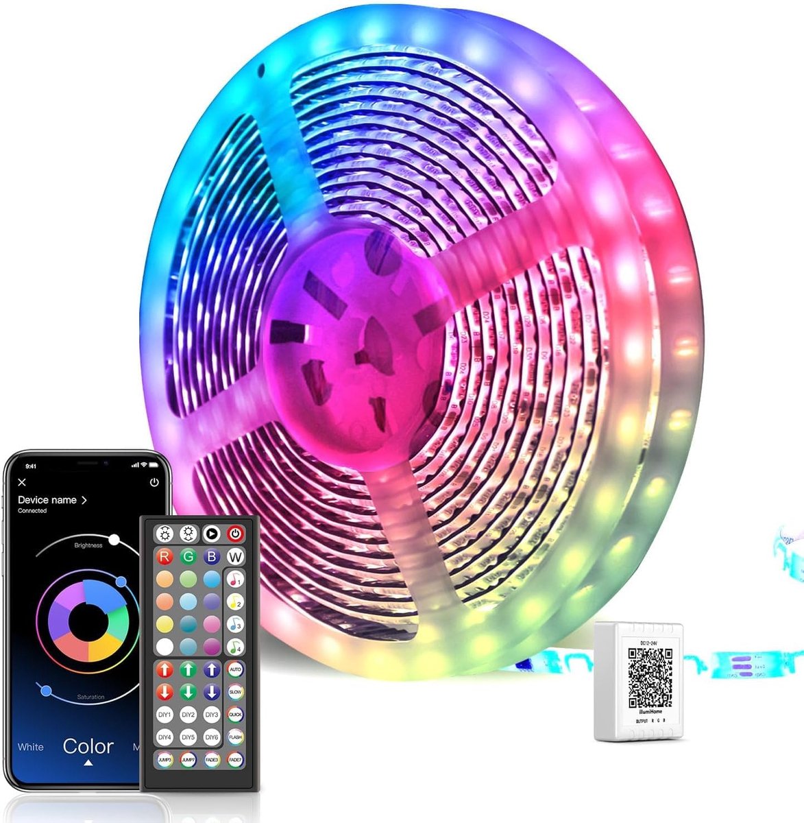 20 m, ultralange heldere led-strip, Led 5050 RGB, besturing via afstandsbedieningsapp, synchroniseren met muziekritme, Led-strip voor Slaapkamer, Bruiloft, Feest, Kerstmis, Keuken.