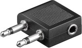 Goobay hoofdtelefoonadapter voor vliegtuig dubbele audiostekker naar 3,5 mm jack-bus, ABS-behuizing, met 3,5 mm jackstekker en jackbus