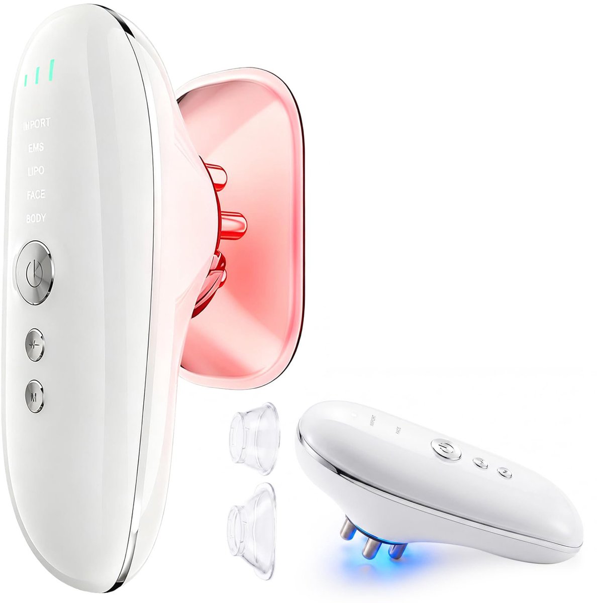 Massage Apparaat - Roodlicht gezicht en lichaam sculptuur apparaat - Elektrische cellulite massage tool - EMS microstroom invoer + vacuüm cupping - Geschikt voor gezicht buik dijen armen benen - Wit