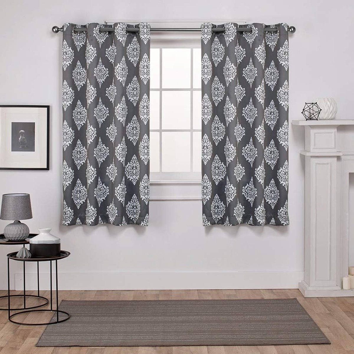Home Curtains Medallion Geweven Blackout Grommet Top Panel Pair, Zwarte Parel, 52x63, 2-delig