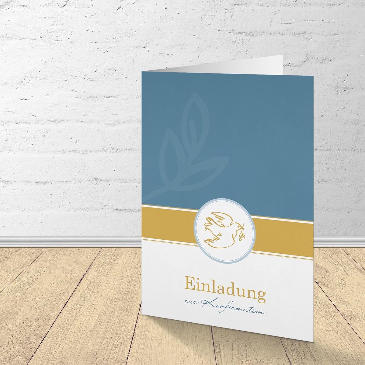 5 kaarten voor bevestiging met bijpassende enveloppen, uitnodigingskaarten voor bevestiging, vouwkaarten in set van 5 stuks "duif met tak"