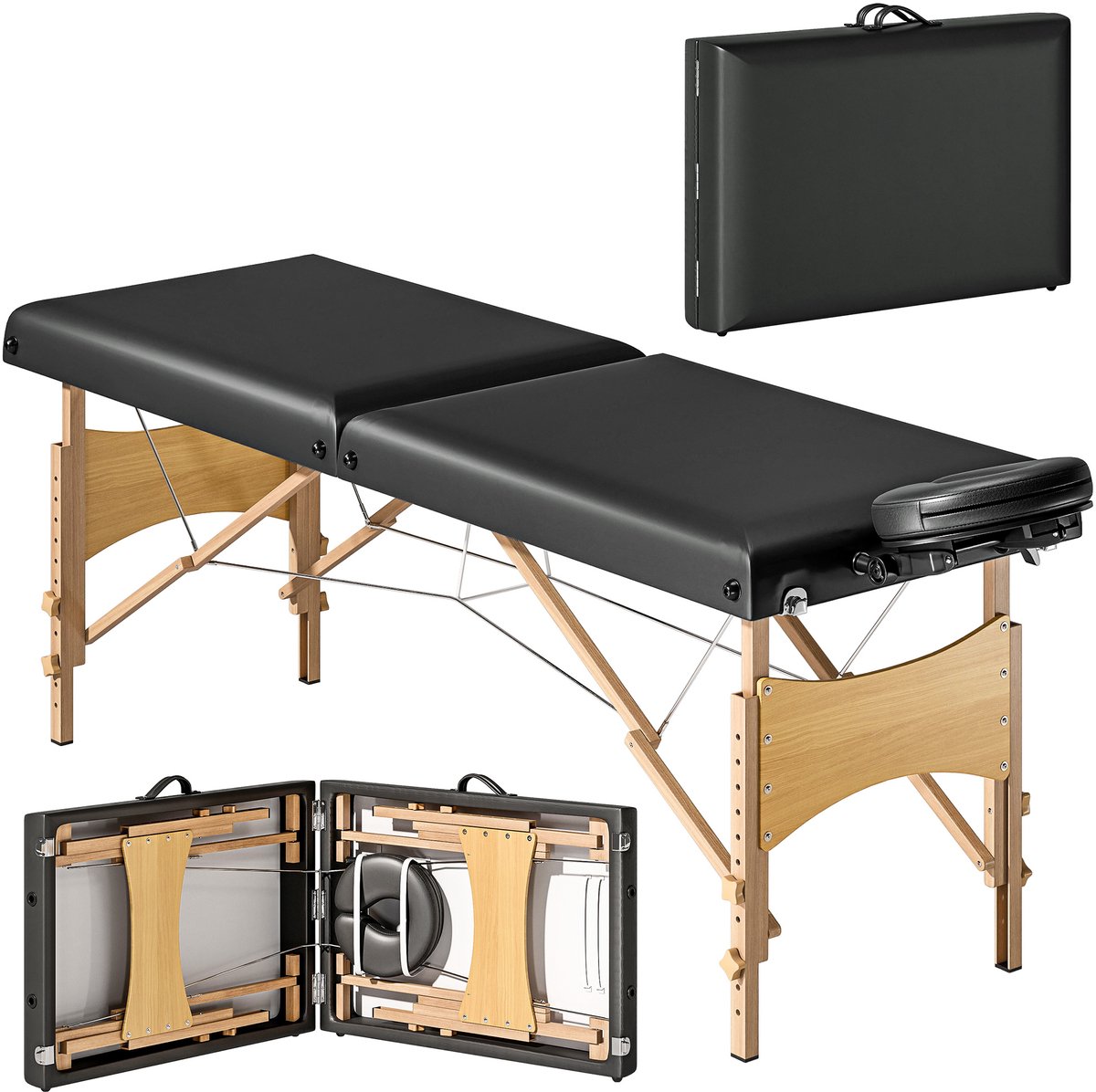 Multifunctioneel Massagetafel - Opvouwbaar - In hoogte verstelbaar (61-86 cm) - Draagvermogen 225 kg - Inclusief opbergtas