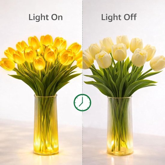 Fonkelende Boomtulpenlamp, Stralend Romantisch Tulp Ambient Desktop Nachtlampje, LED-verlichting Kunstbloemen, Werkt op batterijen, Nachtkastje/Kantoordecoratie, Cadeaus voor vrouwen/moeder (zonder vaas) — afbeelding 2