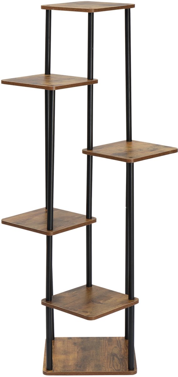 LEADZM-Plantenstandaard – Plantenrek 5 Laags – Plantentrap – Bloemenrek – Bloemenstandaard – Zwart Metaal – Voor Binnen –116 cm