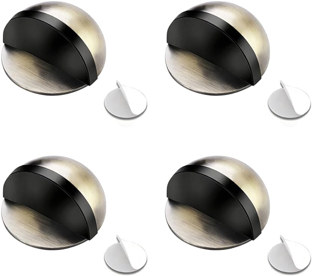 4 stuks deurstoppers van roestvrij staal, zelfklevend, magnetische deurstopper met rubberen bumper, wanddeurstopper - ShopVlot