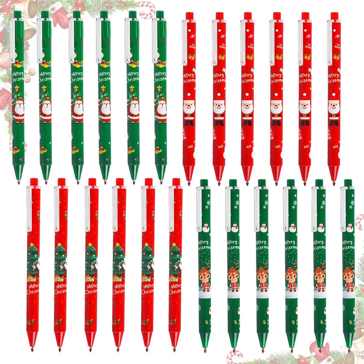 Christmas Ballpoint Pen, 24 Pieces, Black Ballpoint Pen, Christmas Ballpoint Pen, Christmas, Small Items for Students - ShopVlot