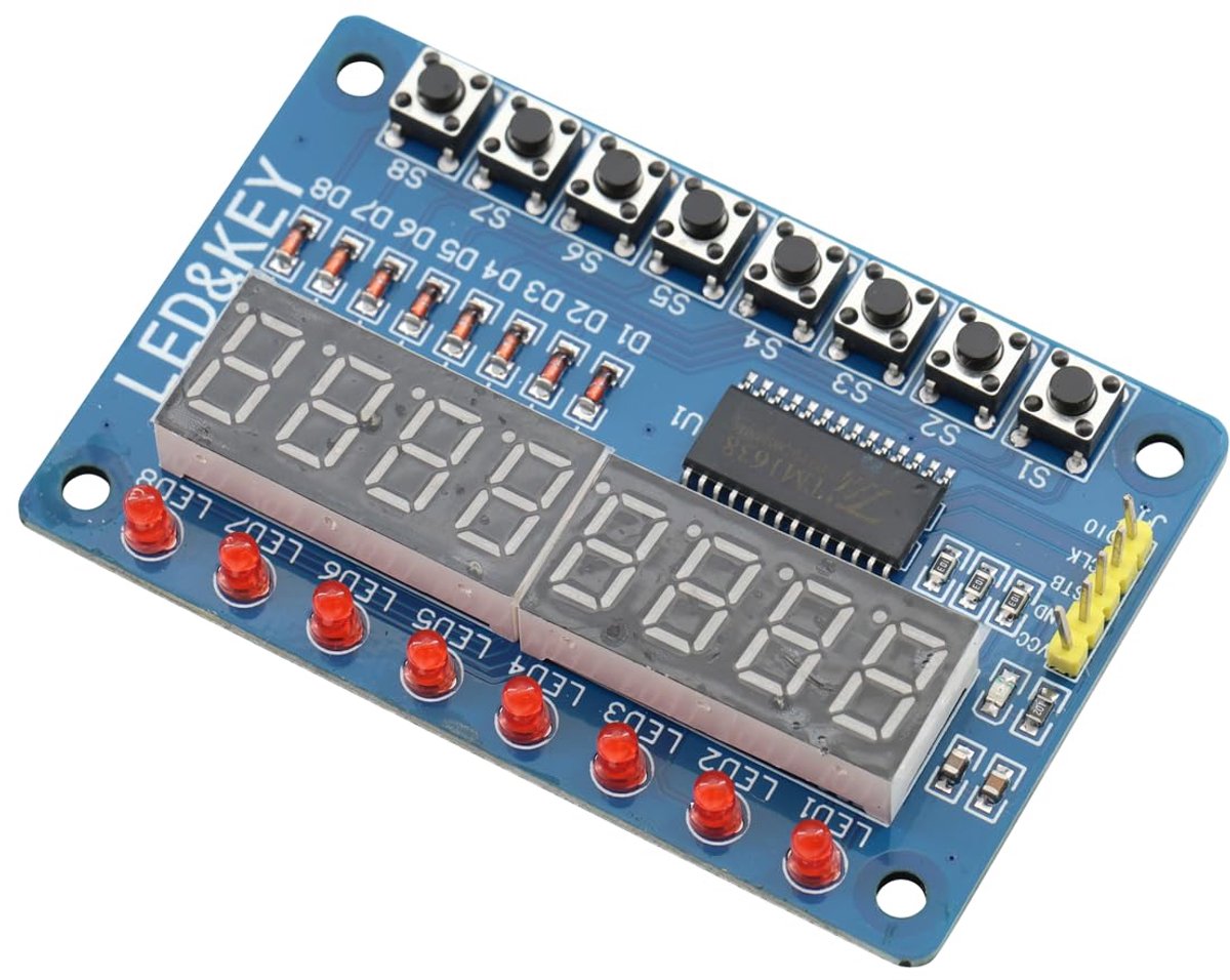 TM1638 8-Bit Digital Display Module Digital LED Display Module with Buttons 8 LEDs 8 Buttons for AVR ARM - ShopVlot