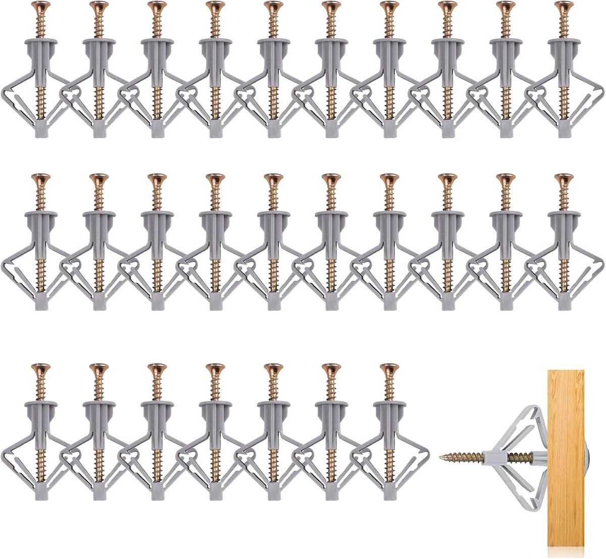 50 Pieces Hollow Space Plugs Anchor with Screws Self Drilling Drywall Plugs Stainless Steel Screws, Drywall for - ShopVlot