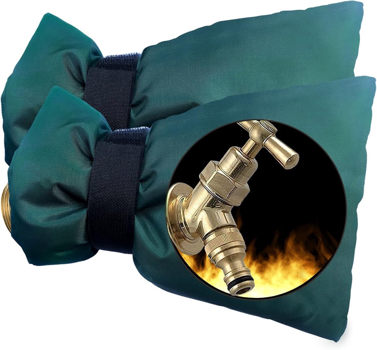 Buitenkraan beschermhoes 2pcs - groen - geïsoleerd - bescherming tegen vorst - ShopVlot