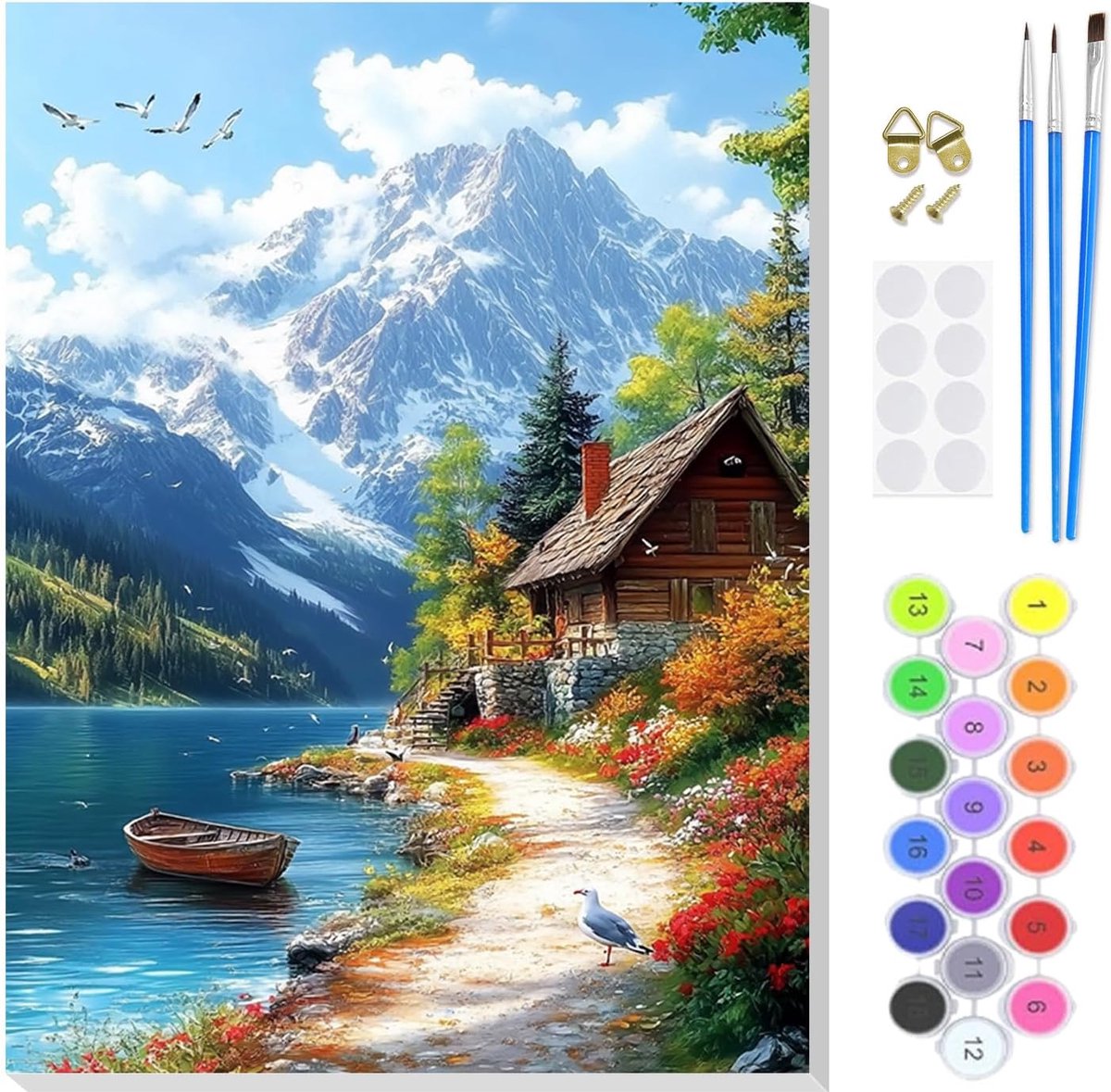 Schilderen op Nummer - KEYIFA Berglandschap - DIY Olieverf Kit - Geschikt voor Beginners - ShopVlot