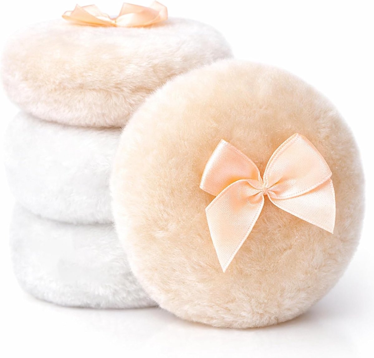 Poederdons Large 4-delig Set - Zacht en Fluffy - Wasbaar met Lint - Ideaal voor Make-up - ShopVlot