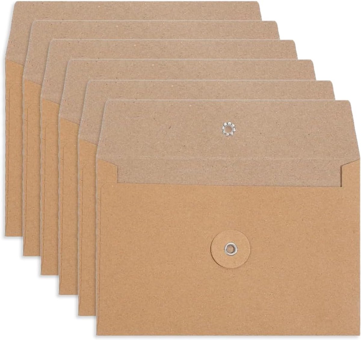 SnelShoppen - 6Pcs A5 Kraft Papier Enveloppen 23x16cm Bruin Documentfolders met Touw Sluiting, Herbruikbare Document Folder voor Kantoor, School en Th