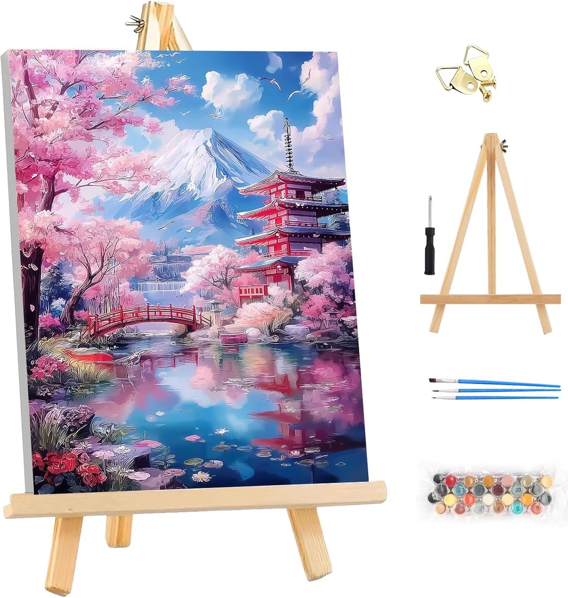 Paint by Numbers 25x35cm - Japanse landschap - Inclusief lijst en verfset - Creatieve ontspanning voor thuis - ShopVlot