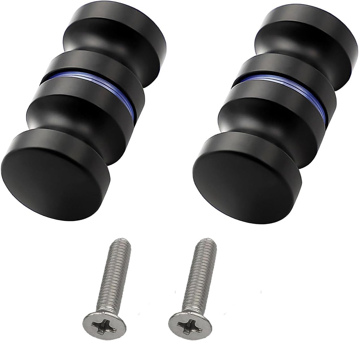 SnelShoppen - 2 Sets (4 stuks) Douchedeur Handgrepen, Aluminium Legering Glazen Deur Knop, Ronde Vervangingsgrepen voor Douche, Zwart, Inclusief Rubbe