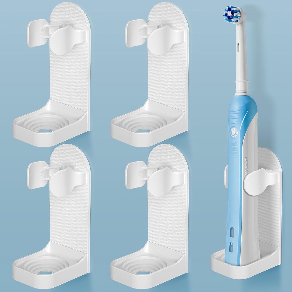 SnelShoppen - Electric Toothbrush Holder 4 Stuks, Wandbevestigde Organizer voor Elektrische Tandenborstels, Geschikt voor 99% van de Tandenborstels, W