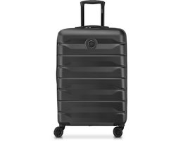 Delsey Air Armour Uitbreidbare Middelgrote Koffer 68 cm - 77L - TSA Slot - 4 Dubbele Wielen - Black