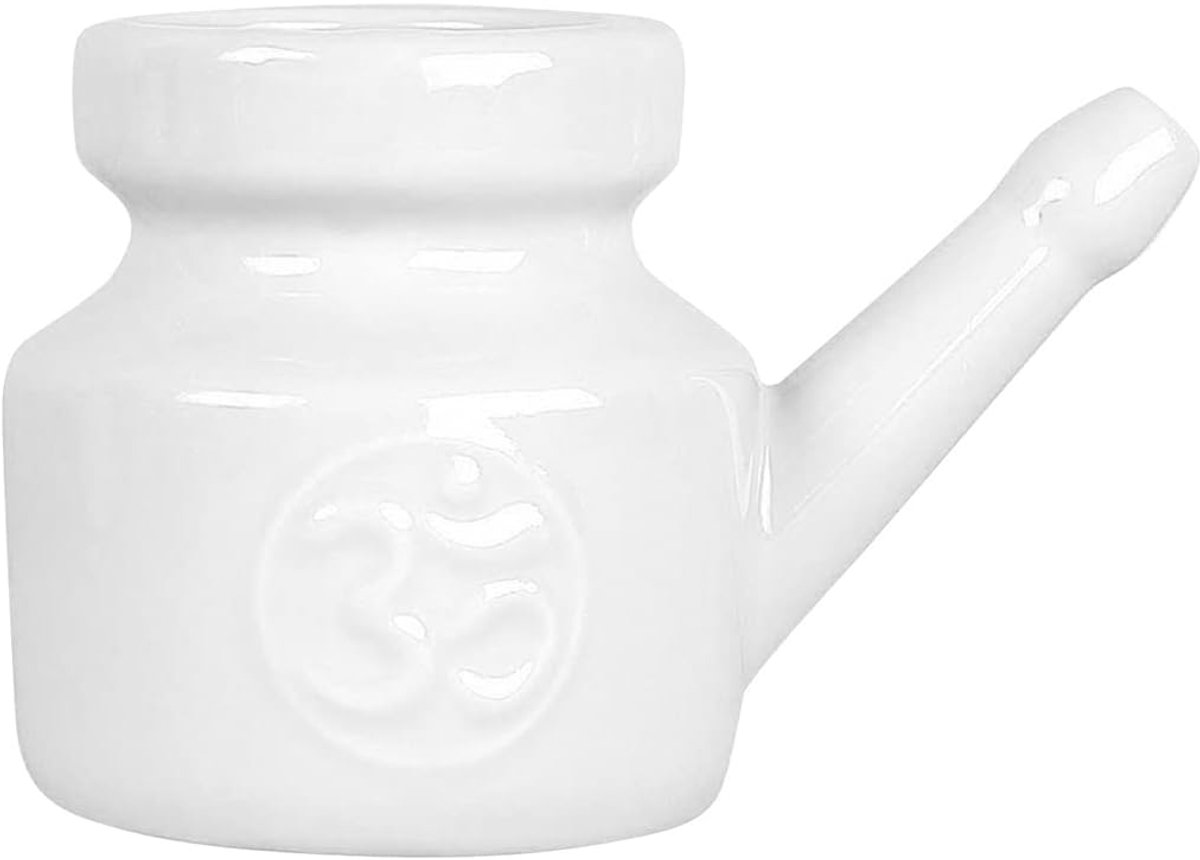 SnelShoppen - 350ml Ceramische Neti Pot voor Neusreiniging, Leakproof Neusspoelkan, Nasale Wasjug voor Mannen en Vrouwen, Wit, Perfect voor Allergieën