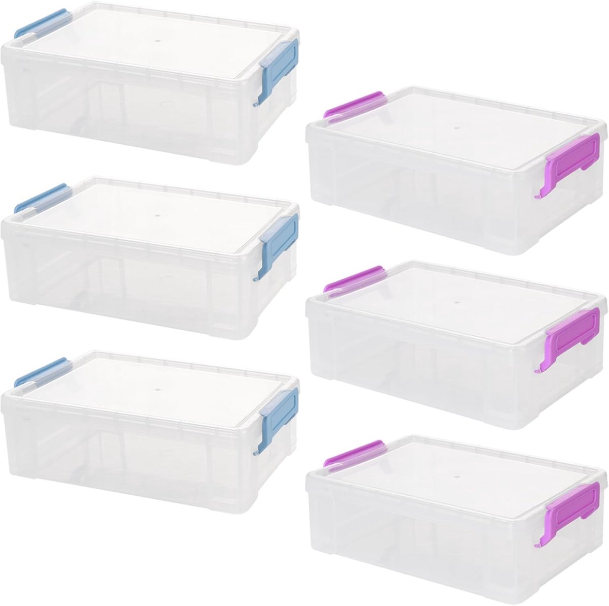 SnelShoppen - Set van 6 Transparante Pennenbakjes - Stapelbare Desk Organizers 22.5 x 14 x 7 cm - Perfect voor Kantoor, Thuis, School, Makeup en Hobby