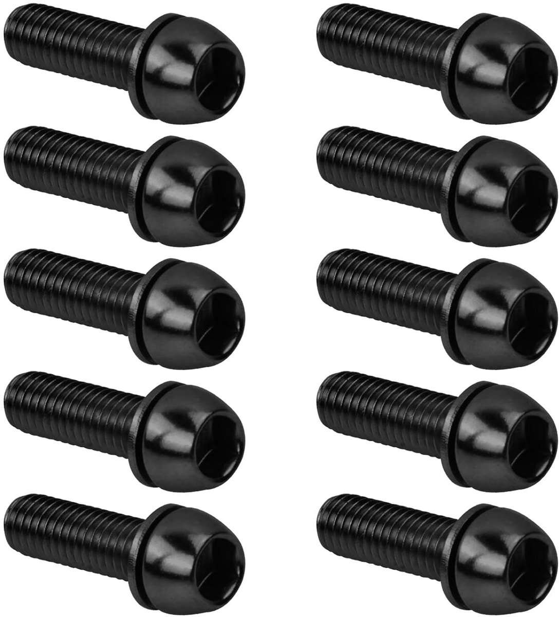 Fietsas schroeven M6 x 20 mm - Zwart met ringen - Voor fiets stuur en frame - Ideaal voor fietsliefhebbers - ShopVlot