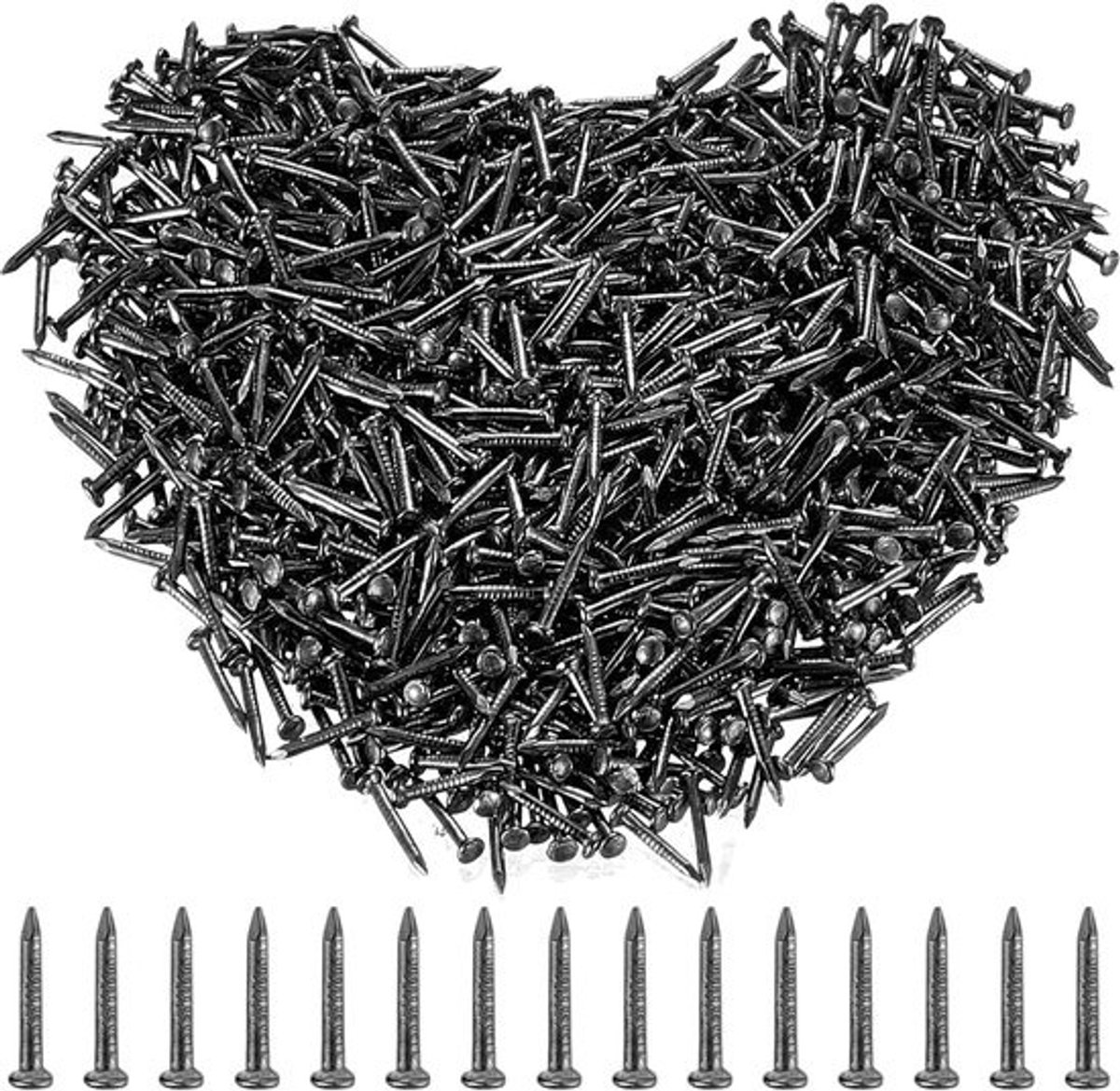 3000x zwarte kleine nagels - ronde kop - voor het ophangen van foto's en houtbewerking