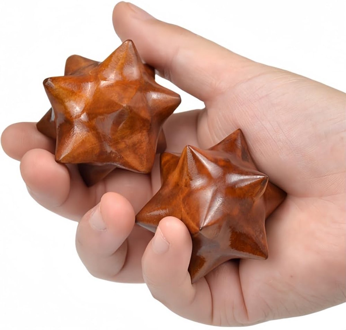 SnelShoppen - Natural Wooden Massage Balls Set van 2 - Hand Acupressure Ballen - Antistress Massage voor Volwassenen - Szechuan Peperhout en Camferhou