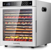 Luxuriq Voedseldroger - Dehydrator 12 laags - Droogoven - 12 siliconen matjes - 24-Uurs Timer - Voorgeprogrammeerde programma's - Led-bedieningspaneel - Gratis receptenboekje - 800 Watt