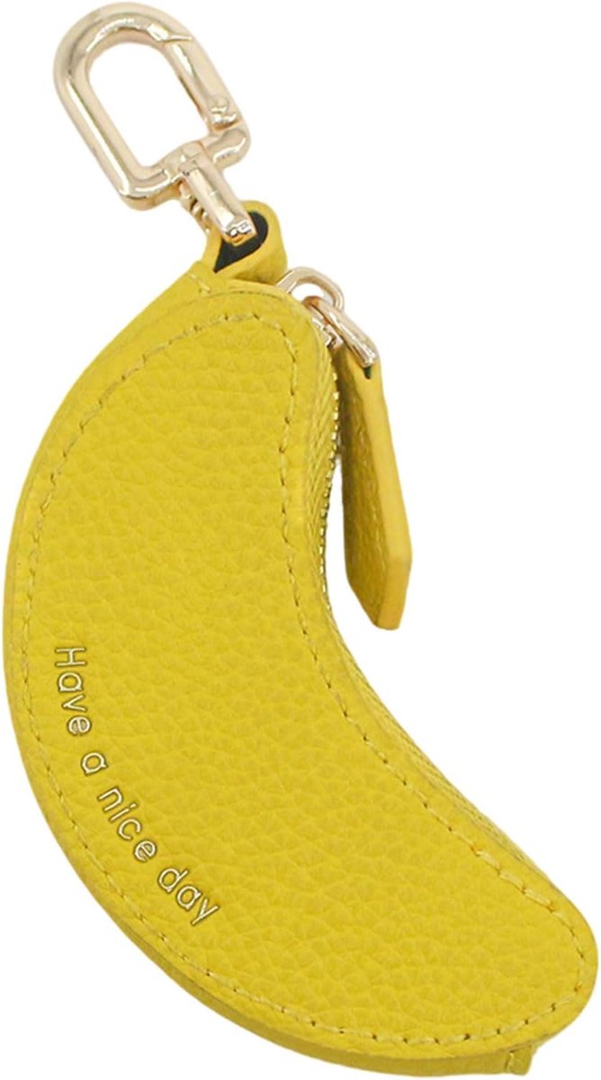 Mini portemonnee sleutelhanger - banaan fruit - leren muntzakje - ideaal voor handbagage - ShopVlot