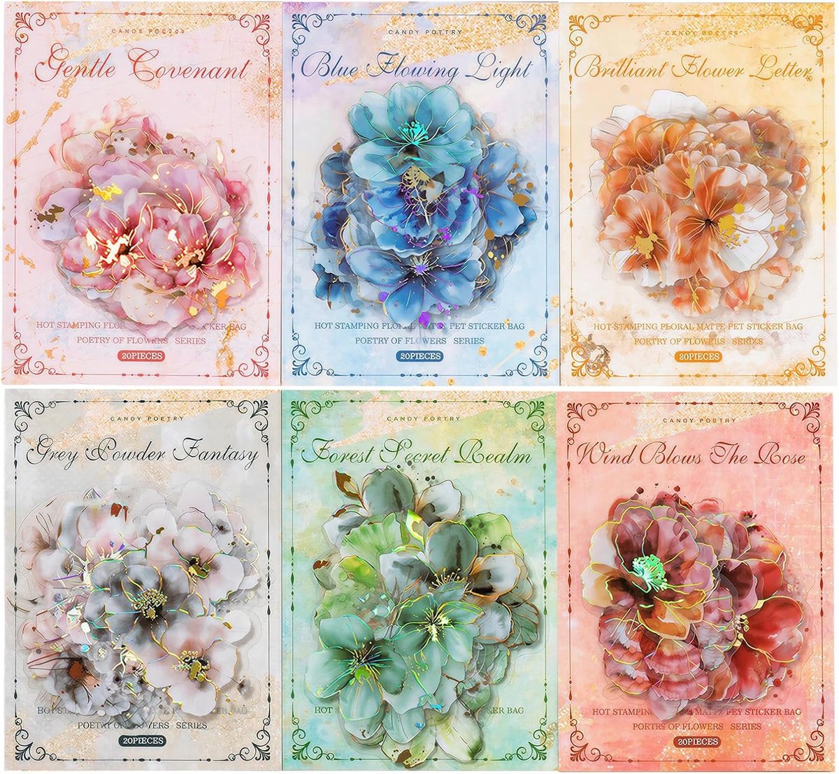 Bloemenstickers voor scrapbooking - 120 stuks - transparant - waterdicht - vintage stijl - ShopVlot