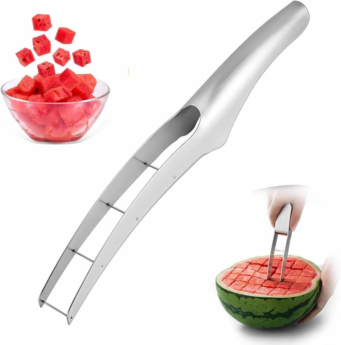 Watermeloen Cutter - RVS - Multifunctionele Melon Slicer - Snijdt Perfecte Blokjes - ShopVlot