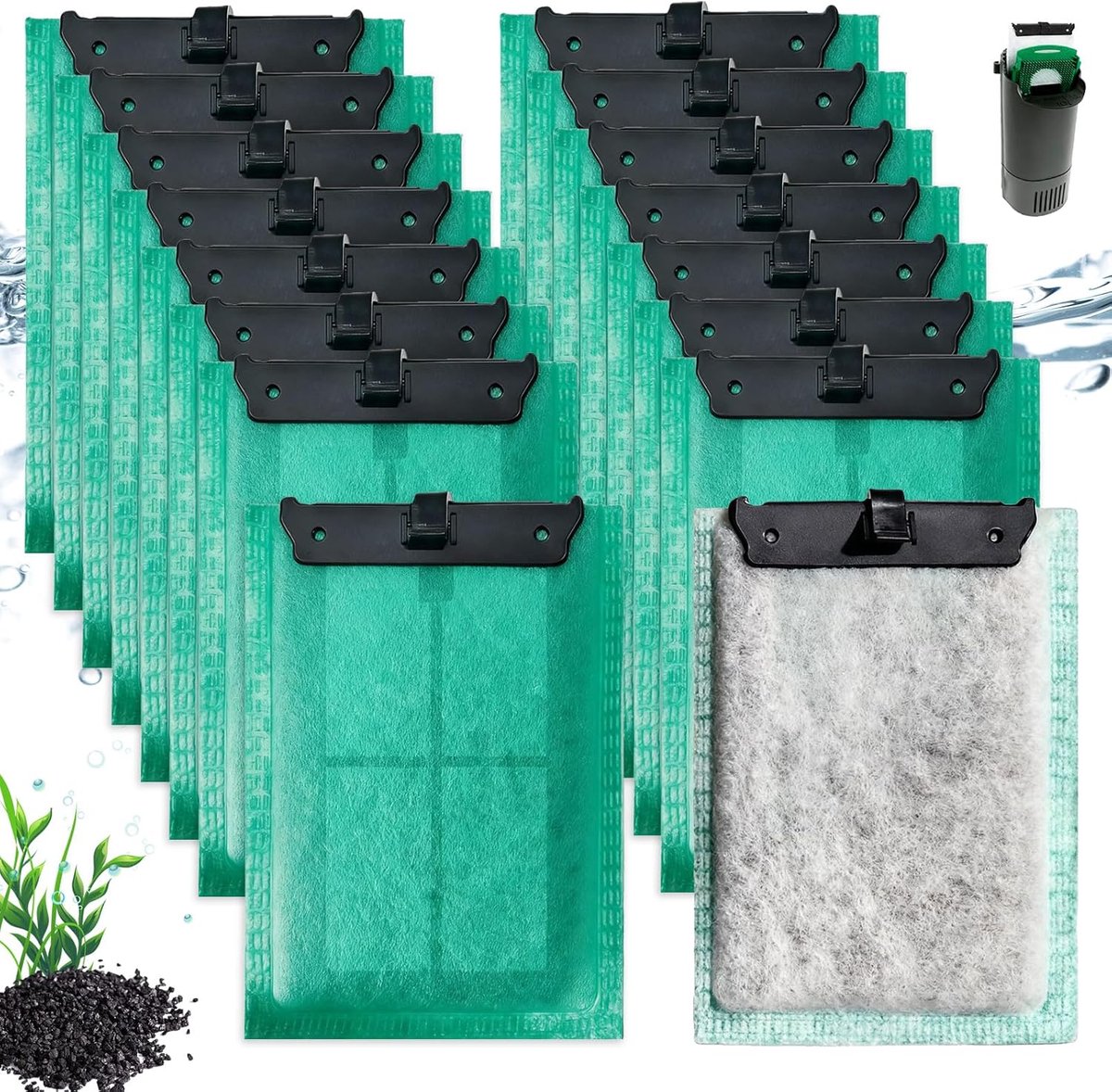 SnelShoppen - 16 Stuks Aquariumfilterpatronen Vervangend voor Tetra Easy Crystal 250/300 - Actieve Kool en Zeoliet - Filterpads voor Helder Water - Co