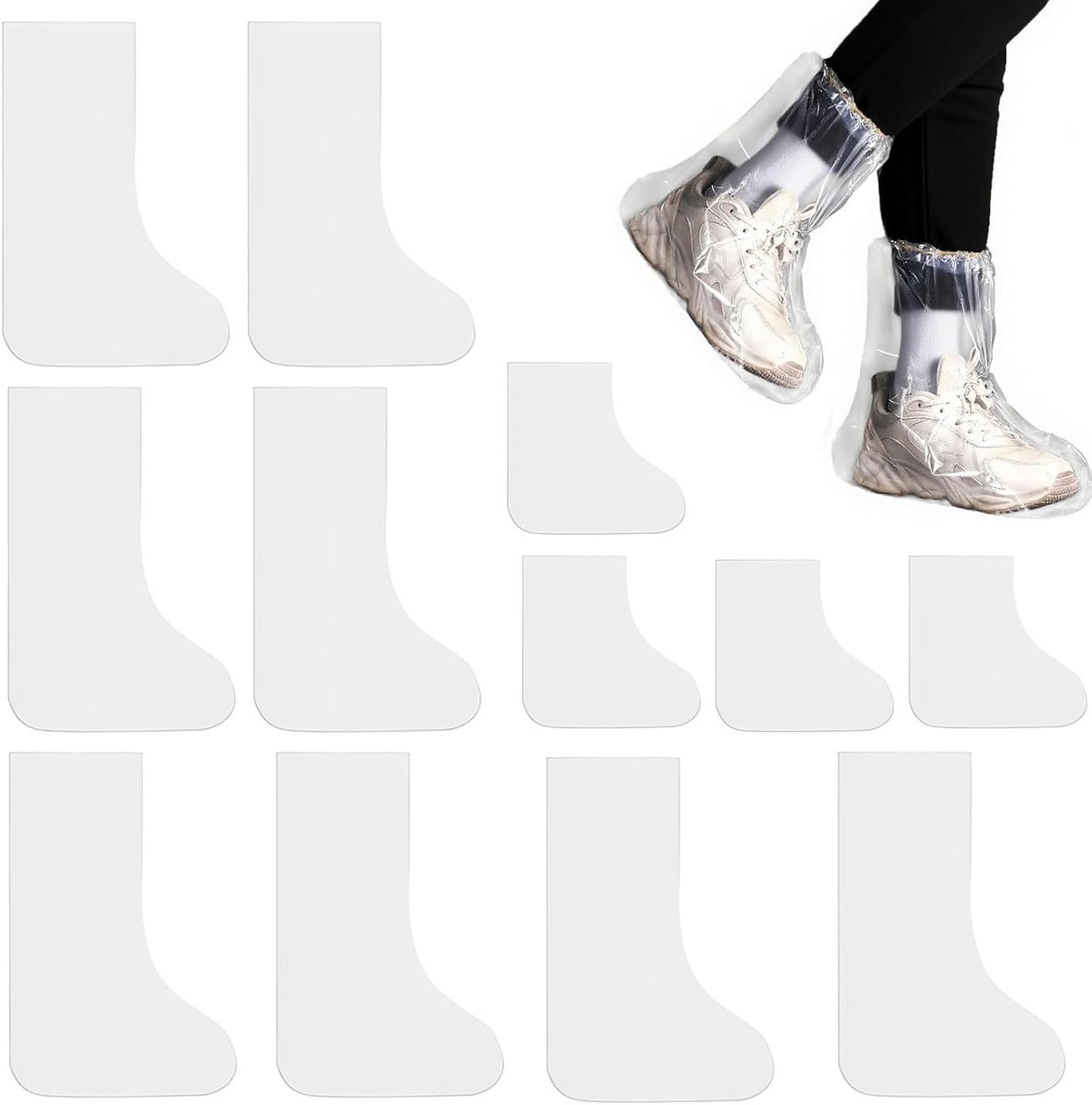 SnelShoppen - Pack van 8 Wegwerp Regen Overschoenen, Waterdichte Schoenhoezen, Transparante Plastic Schoenbeschermers, Antislip, Voor Regenachtige Dag