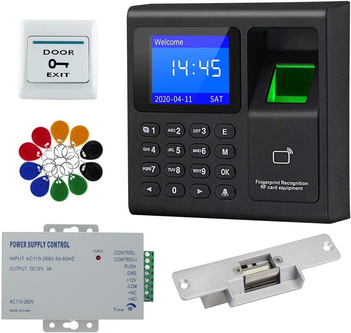 Toegangscontrolesysteem met vingerafdruk - Proximity deur toegang toetsenbord - Inclusief 10 RFID keychains - ShopVlot
