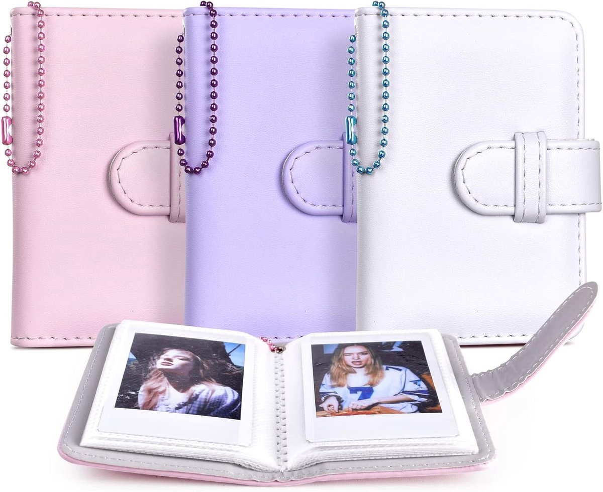 SnelShoppen - 3 in 1 Mini Foto Albums voor Fujifilm Instax Mini Film - Geleverd met Sleutelhanger - Perfect voor Instax Mini 12 11 9 8 7s 8+ 99 40 50s