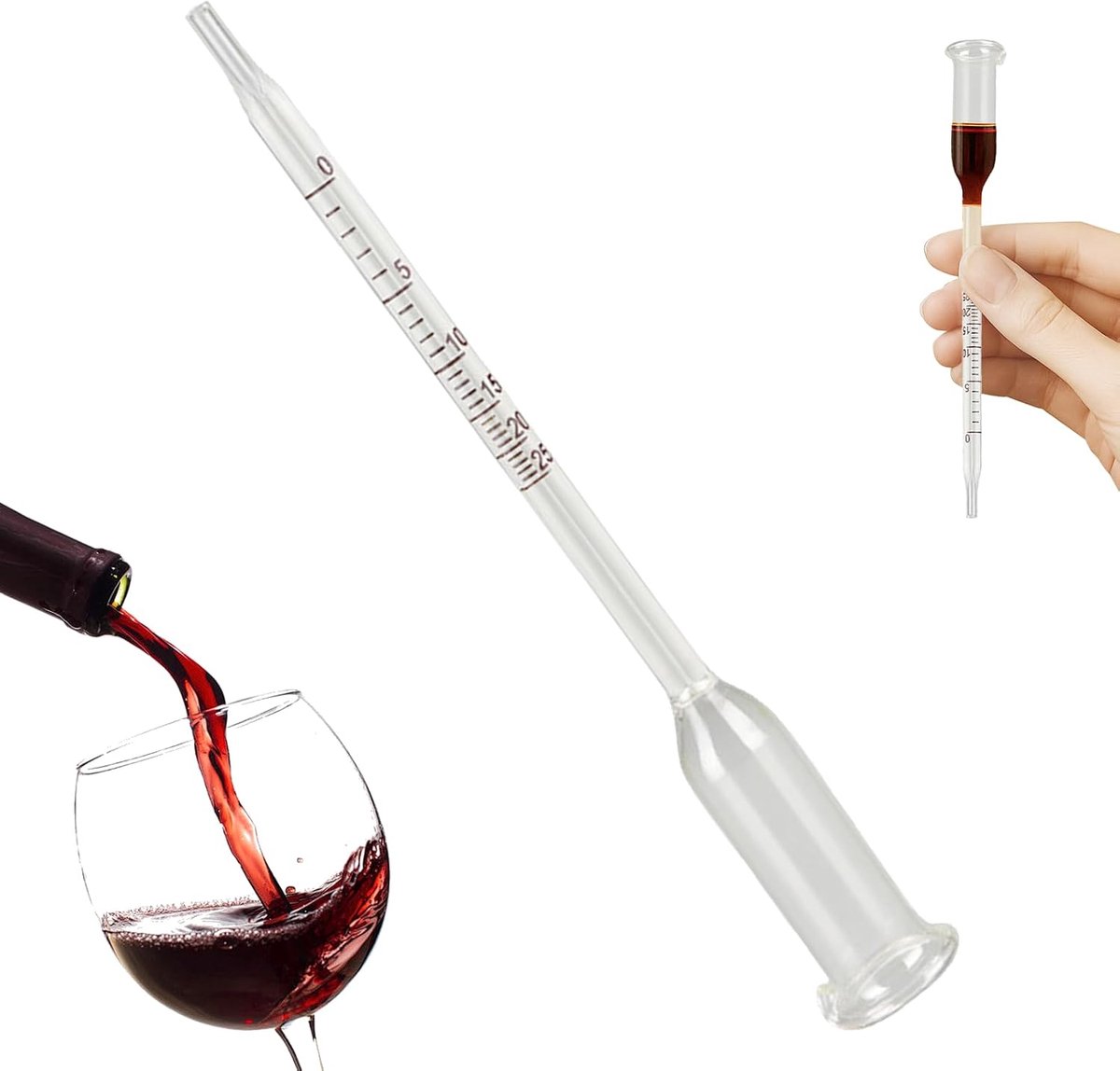 Alcoholmeter - robuust ontwerp - glazen vinometer - ideaal voor wijnliefhebbers - ShopVlot