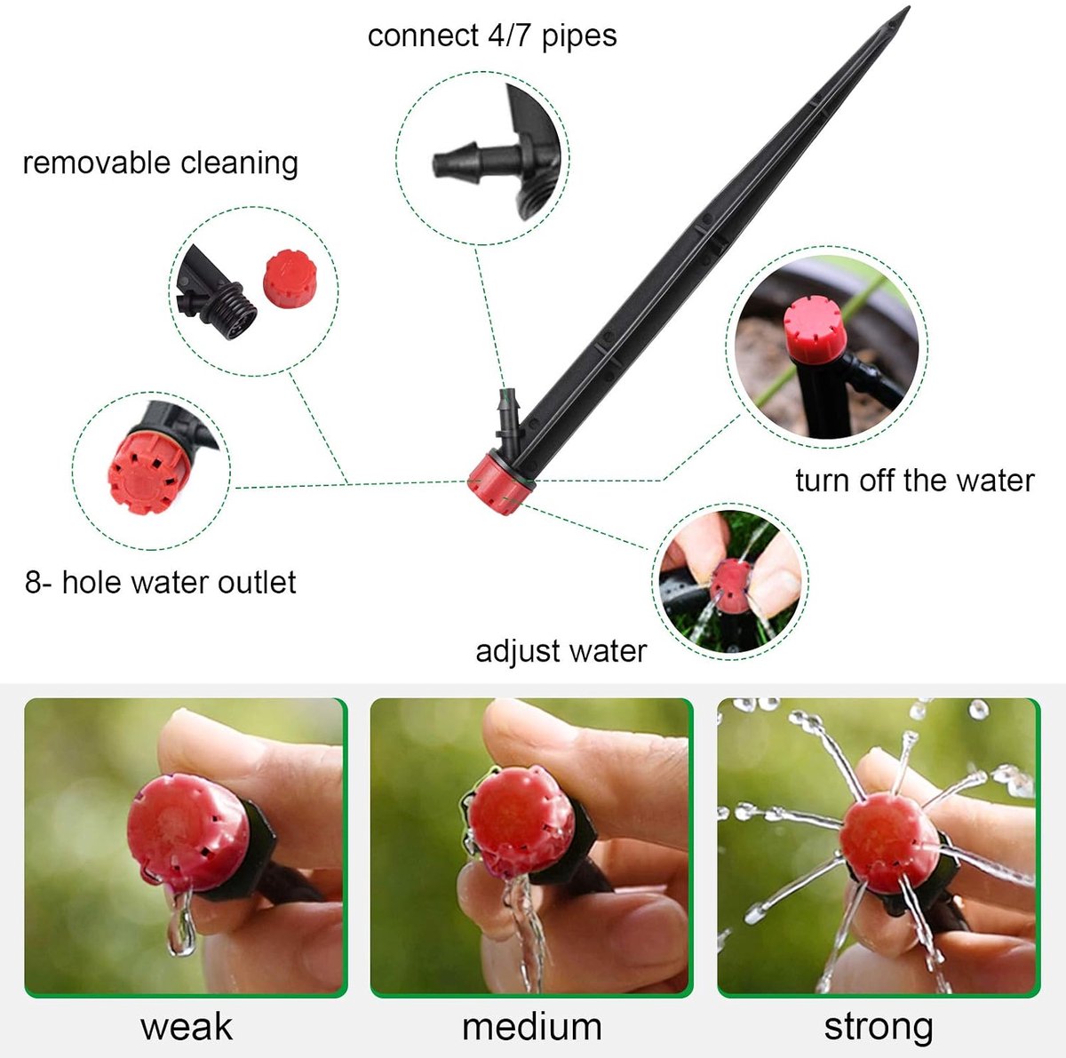 Drip irrigatie sprinkler 20 stuks - 360 graden verstelbaar - micro spray met 8 gaten - ideaal voor tuin en bloembed - ShopVlot