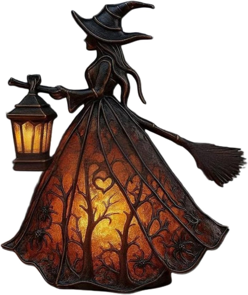 Heksenhoedlamp voor Halloween – Nachtlampje met warme gloed – Gotische tafellamp – voor binnen in de woonkamer