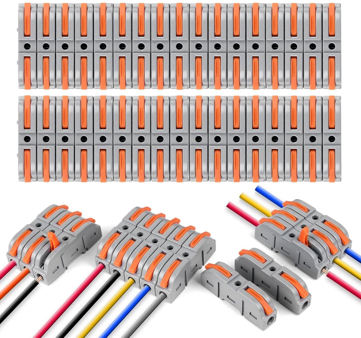 34 Stuks Verbindingsterminals met Controlehendel, 4mm² Ladderklemmen voor Elektrische Installaties, Geschikt voor Vrije Combinatie van Aansluitingen