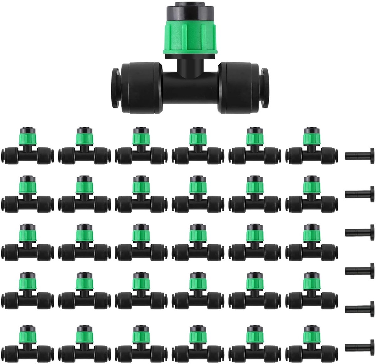 Kalolary 30 Pcs Push-to-Fit Drip Irrigation Transmitters for Irrigation Hose 1/4 Inch Fine Garden Drip System Sprayer - ShopVlot