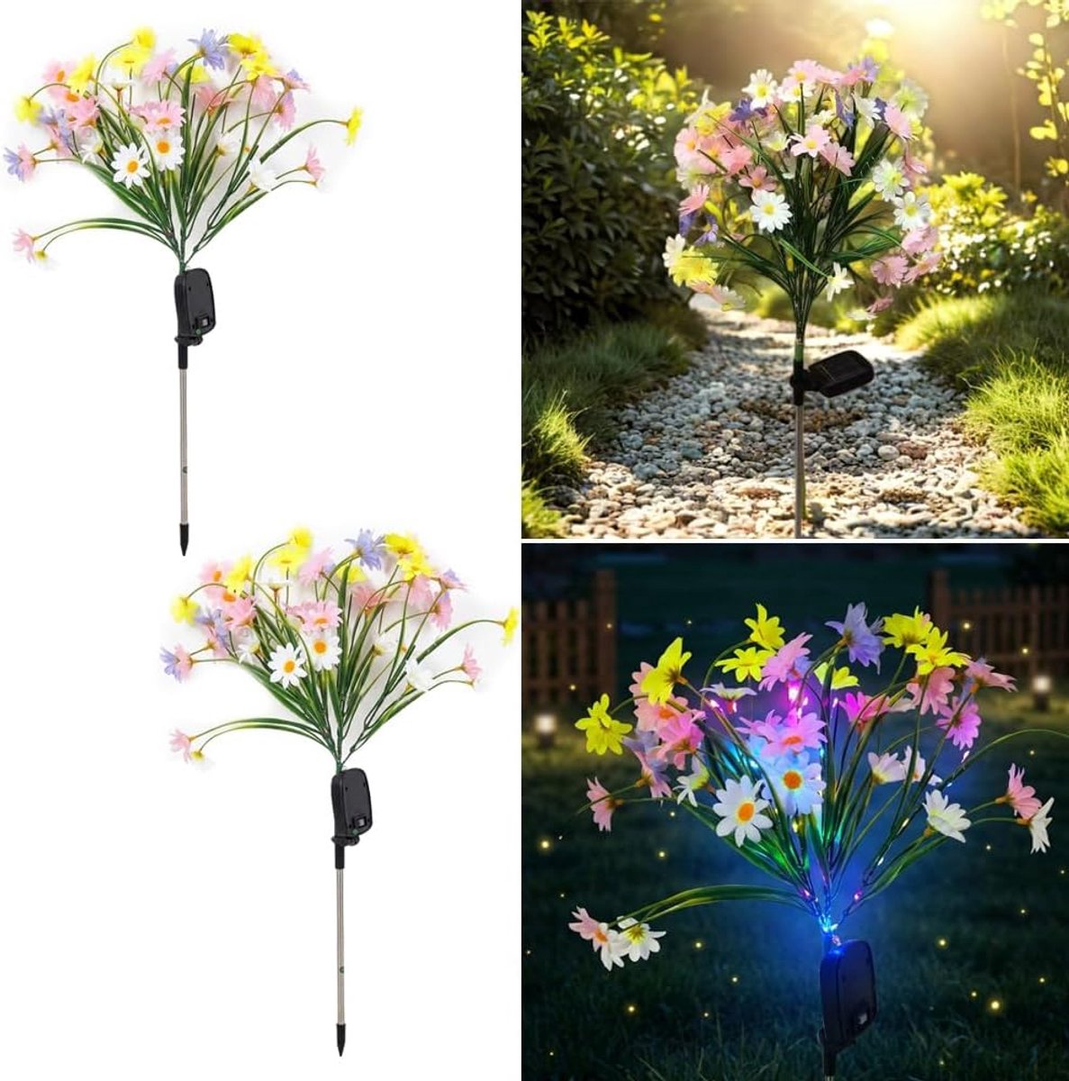 2 Packages LED Solar Wild Chrysanthemum Decorative Lights, 2 Modes of Garden Landscape Lamp, Wireless Waterproof, from - ShopVlot