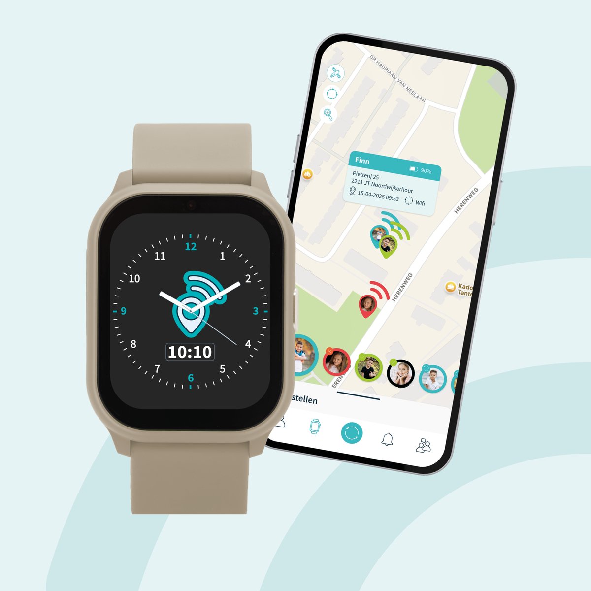 One2track Connect YOU Beige | GPS horloge voor kinderen | Videobel in HD, voeg vriendjes toe en zie altijd waar je kind is met de leukste smartwatch voor kinderen