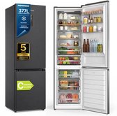 Heinner HCNF-HM377INVDGHC Koel-vriescombinatie 377 L – No Frost – Inverter – Touch Display – InoxCool Technologie – Houten Wijnrek – Vingerafdrukbestendige Afwerking – Donkergrijs – 5 Jaar Garantie