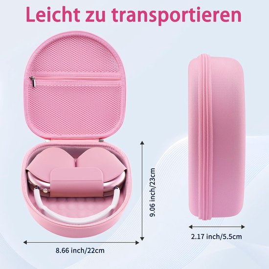 Schaal voor Apple Airpods Max-hoofdtelefoon, draagbare draagtas voor hoofdtelefoon met netvakken voor hoofdtelefoonaccessoires, roze-2 — afbeelding 2