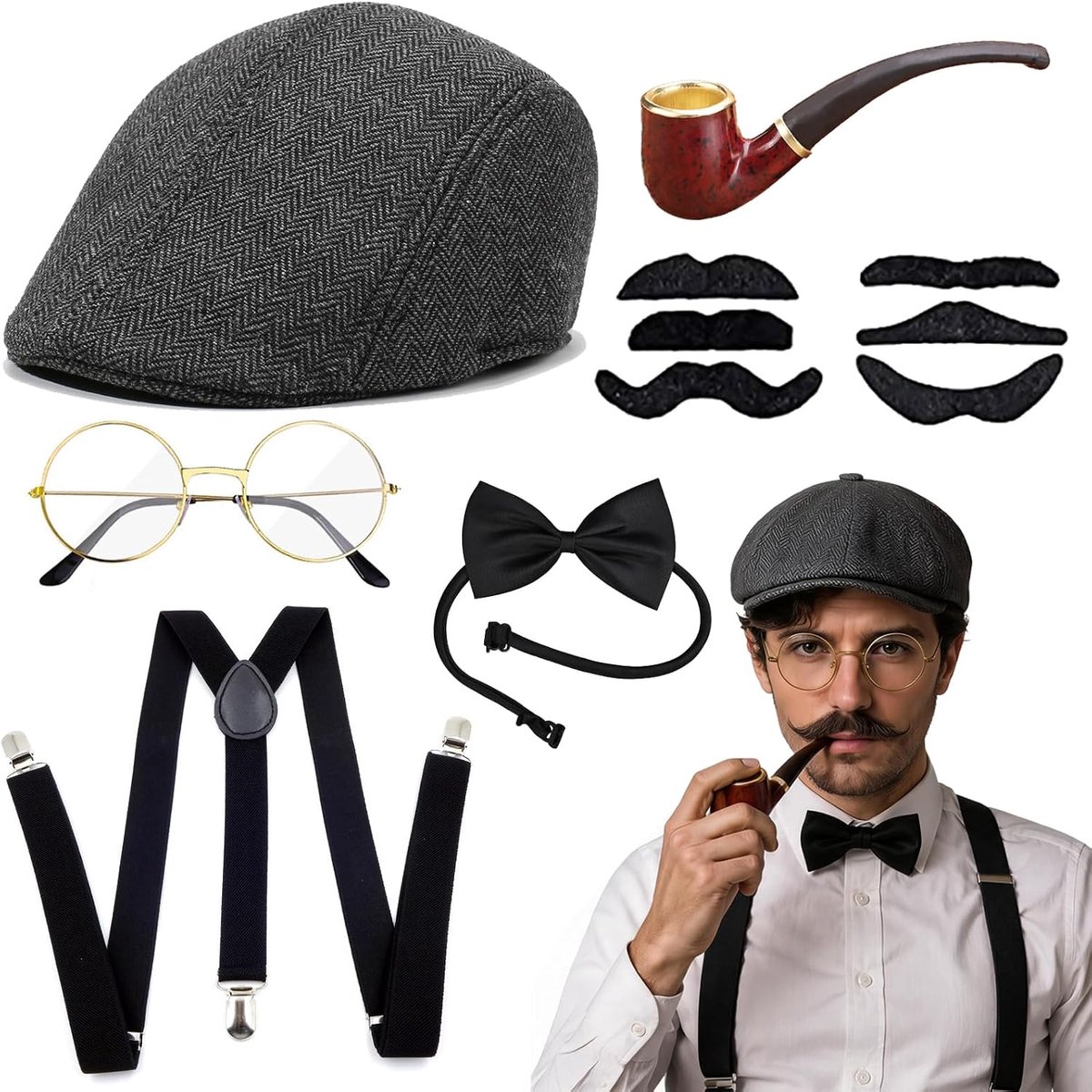 11 stuks accessoires voor de jaren 20, Gatsby-kostuum, retrokostuum, geschikt voor carnaval, Halloween en andere gelegenheden