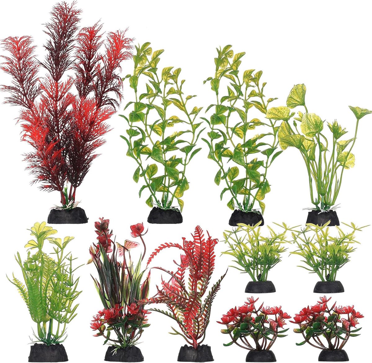 11 stuks aquariumdecoraties, kunstmatige aquariumplanten, kleurrijke aquariumaccessoires, plastic planten voor aquariumdecoraties, ornamenten, aquariumdecoratie (meerdere kleuren)