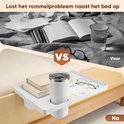 Vergelijk: rommelig bed versus opgeruimd bed met plankje met mok en boeken.