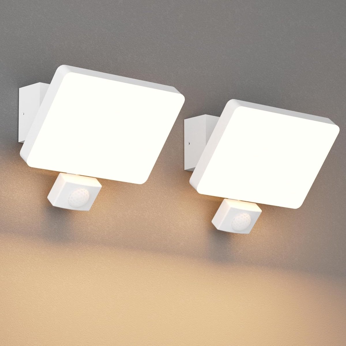 K-Bright 2 stuks 24 W buitenlamp met bewegingsmelder, buitenlicht instelbare stralingshoek, 3000 K, warm licht, IP65 - ShopVlot