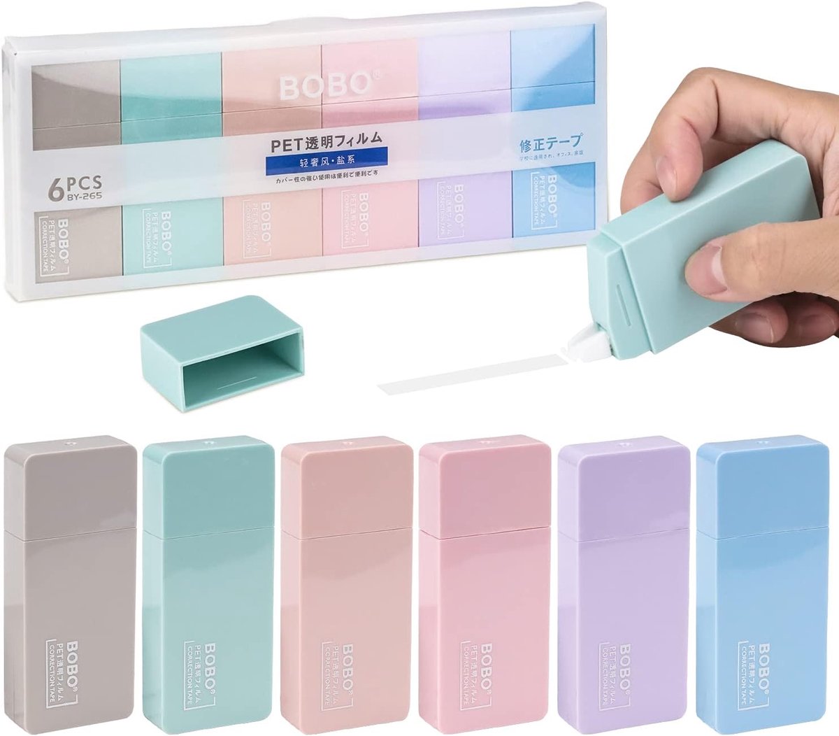SnelShoppen - Correction Roller Set van 6 Stuks, Mini Correctietape voor Kantoor, Thuiswerk en School, Kleur: Multi, Directe Foutcorrectie, Ideaal voo