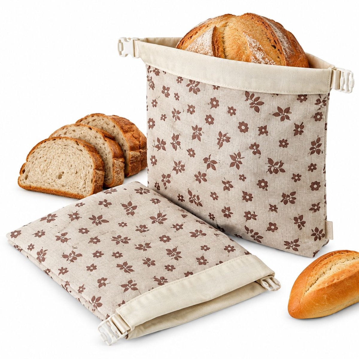 VHV - Bijenwas broodzakken - 2 stuks - Groot en draagbaar - 33 cm - Beige - Natuurlijke bijenwas - Gecoate katoenen opbergzak - tijdens het bakken