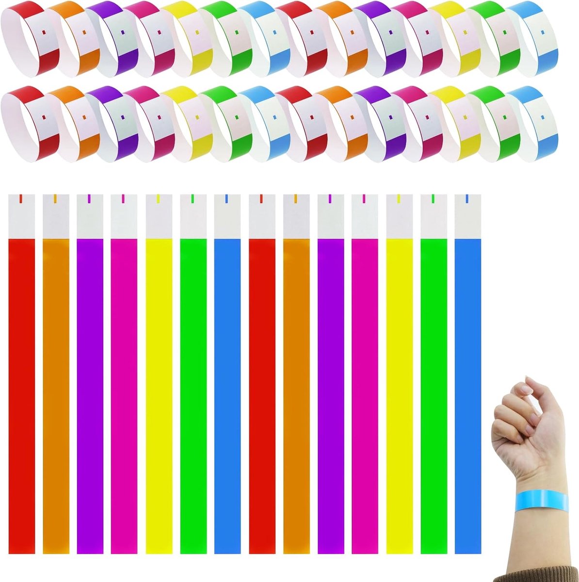 700 stuks feestbanden, festivalarmbanden, waterdichte papieren armbanden, evenementenpolsband, polsfeestbanden, voor evenementen/festival/concerten en papieren armband (7 kleuren)
