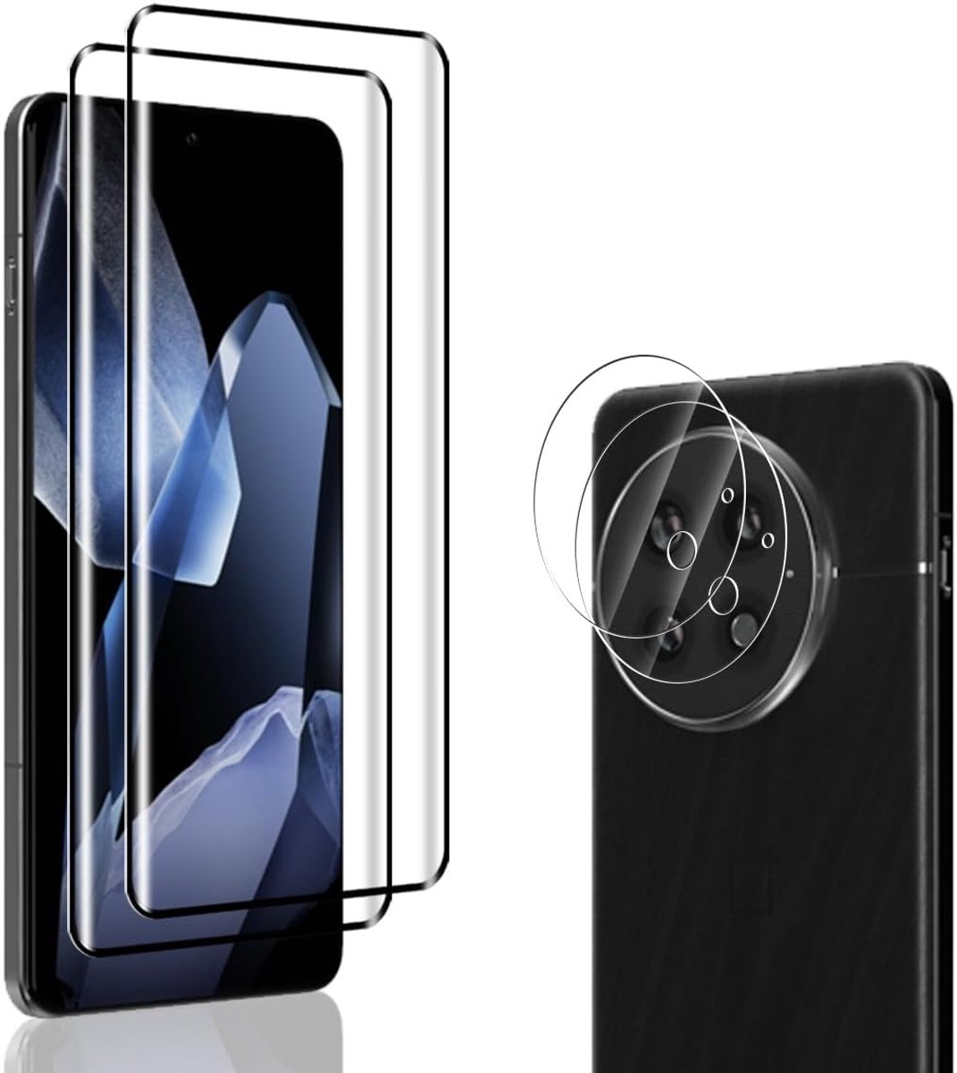 Beschermfolie voor OnePlus 13 pantserglas (2 stuks) en OnePlus 13 camerabescherming, 9H/HD displaybescherming/luchtbelvrij/anti-kras, pantserfolie voor OnePlus 13